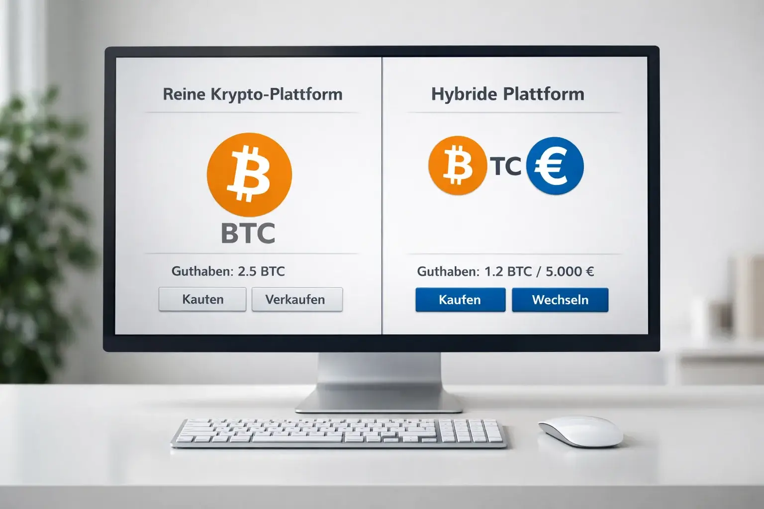 Vergleich zwischen reinen Krypto-Anbietern und hybriden Plattformen